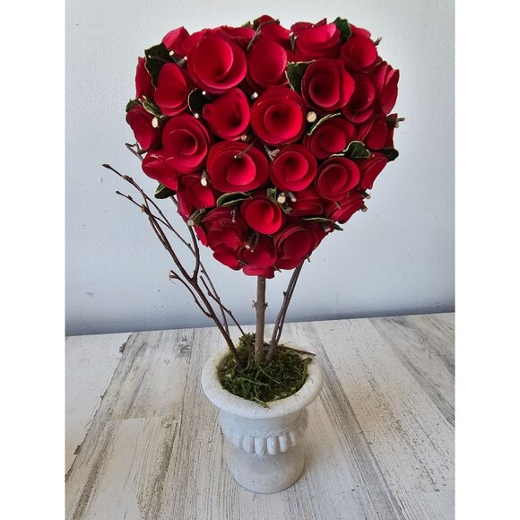 Pier 1 curl wood Bark heart face Valentine statue figurine unique Bush - Picture 1 of 9